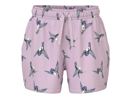 Violette shorts med colibri-print og bindebånd fra Name It 13215235 winsome orchid hummingbird